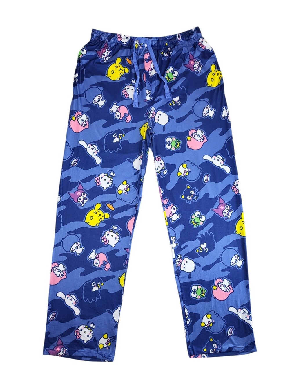 Sanrio Hello Kitty And Friends Blue Camo Pajama Sleep Pants Kawaii Unisex Size L